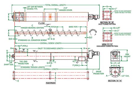 screw conveyor screw section dimensions|screw conveyor data sheet.